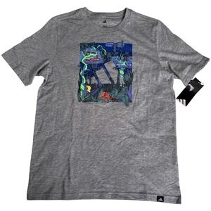 Boys Adidas Jungle Box Logo Basketball Short Sleeve Grey T-shirt Large 16-18 NWT